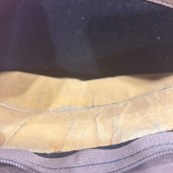 Vintage Cornell Creations Leather Handbag Light Brown Structured Architectural - Picture 8 of 13